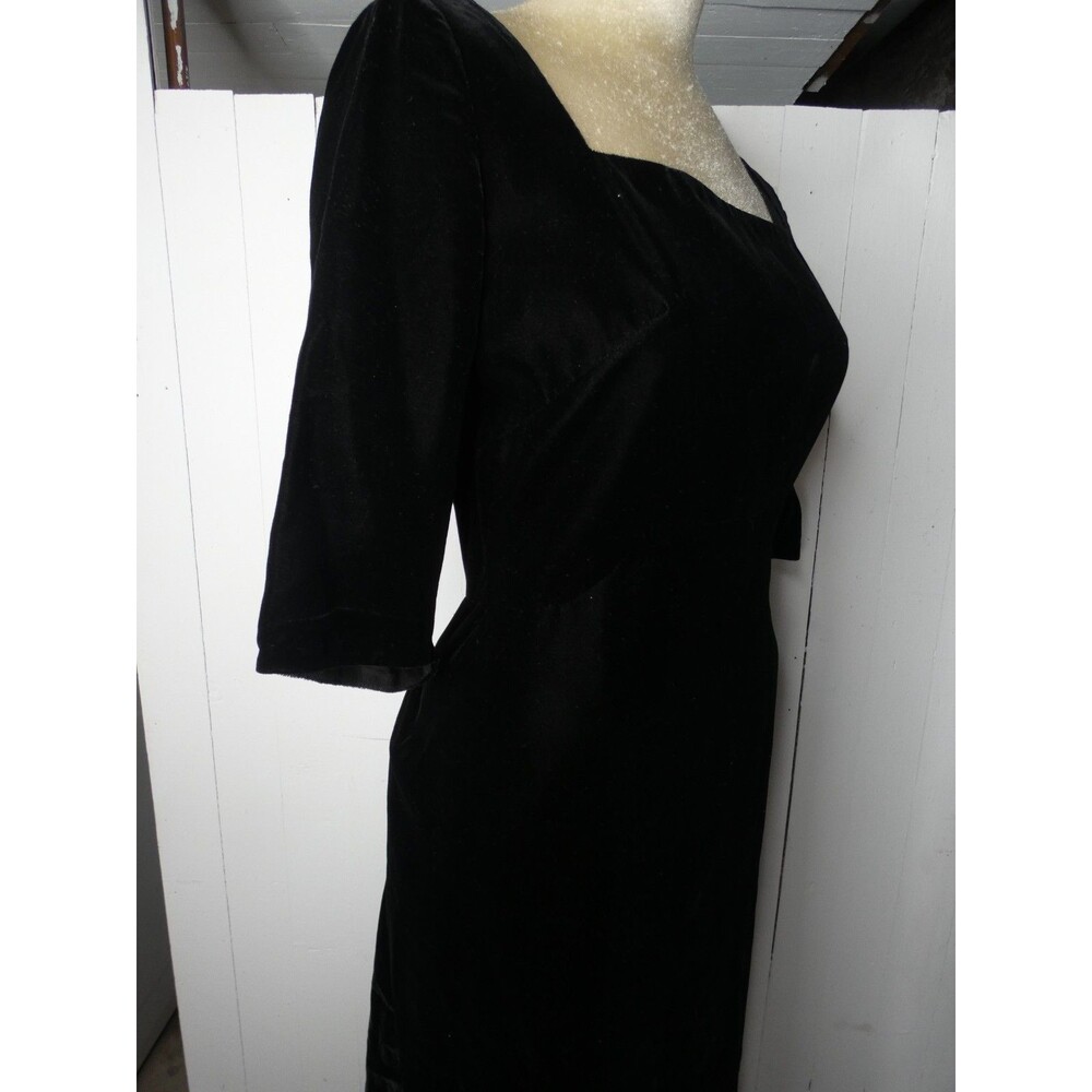 VTG 1950s A Norman Original Black Velvet Cocktail Dress Midi Women's 6 / Small - Picture 5 of 11